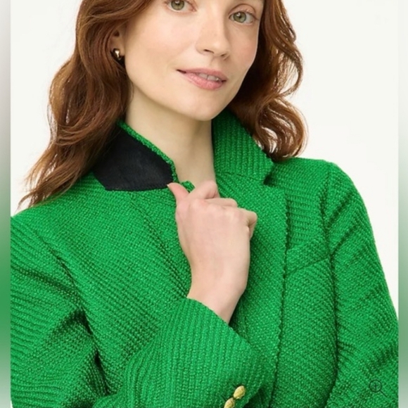 J. Crew School Boy Blazer Picnic Tweed Kelly Green Size 8 - Picture 4 of 17